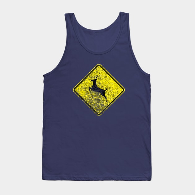 Deer Xing Sign (distressed) Tank Top by GloopTrekker